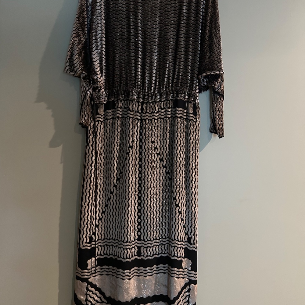 Janice Wainwright Black and Silver Long Sleeve Dress 80’s London Vintage Couture - Picture 2 of 5